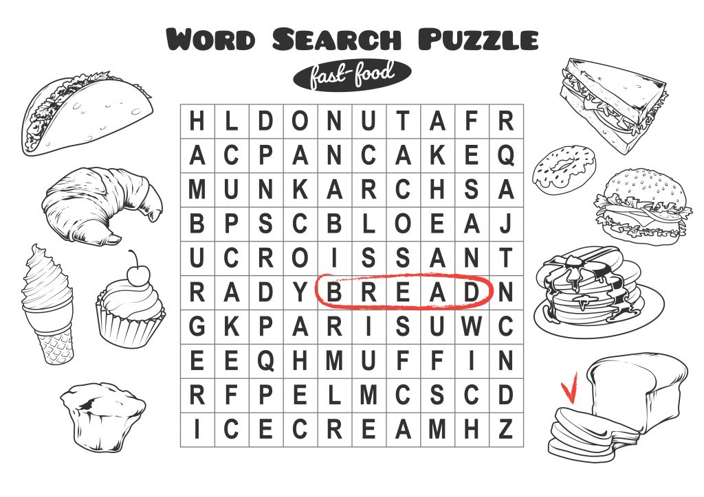 word search puzzle food